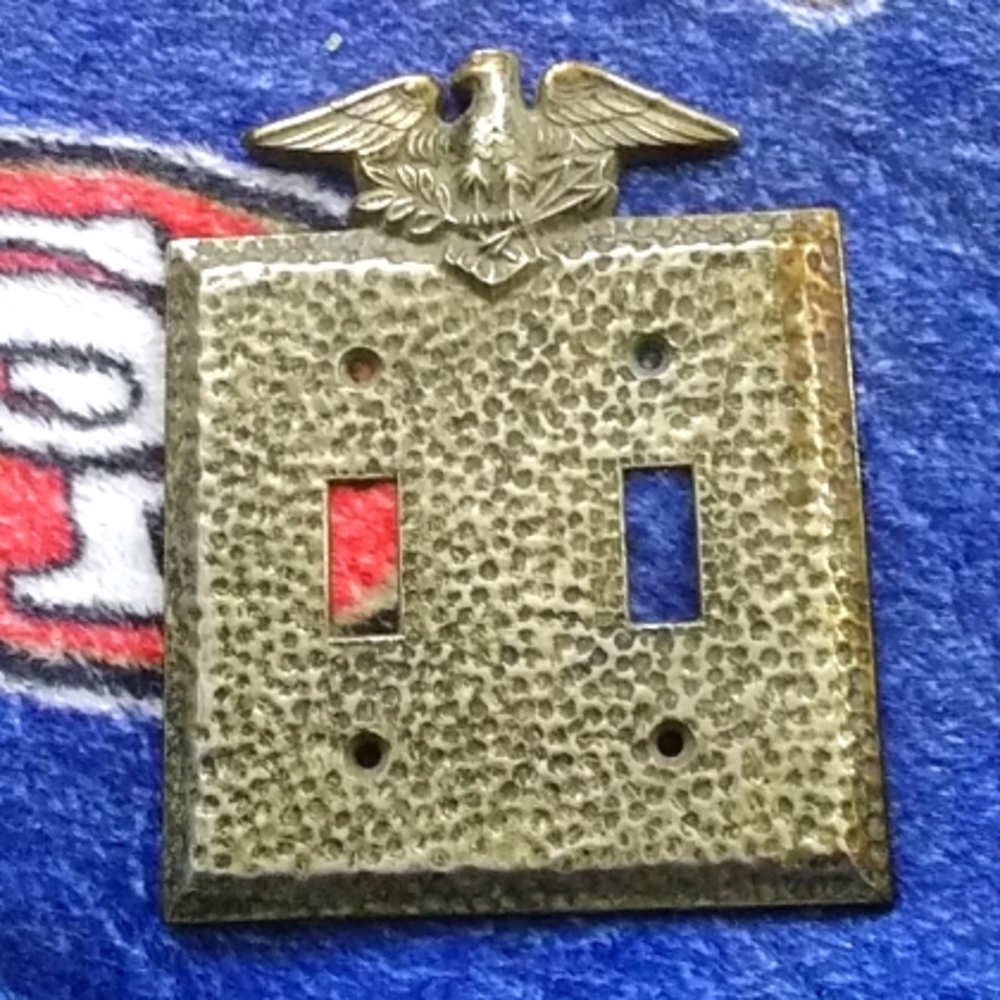 Very RARE Vintage Brass American Bald Eagle Light switch Placard Cover Beautiful